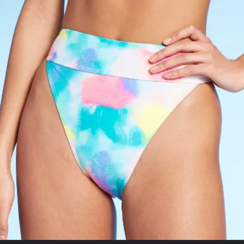 xhilaration high waisted bikini bottom metallic tie dye